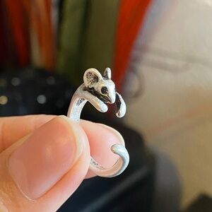 Unisex silver mouse open ring, Animal Irregular Bohemian Chunky Punk ring, Gift